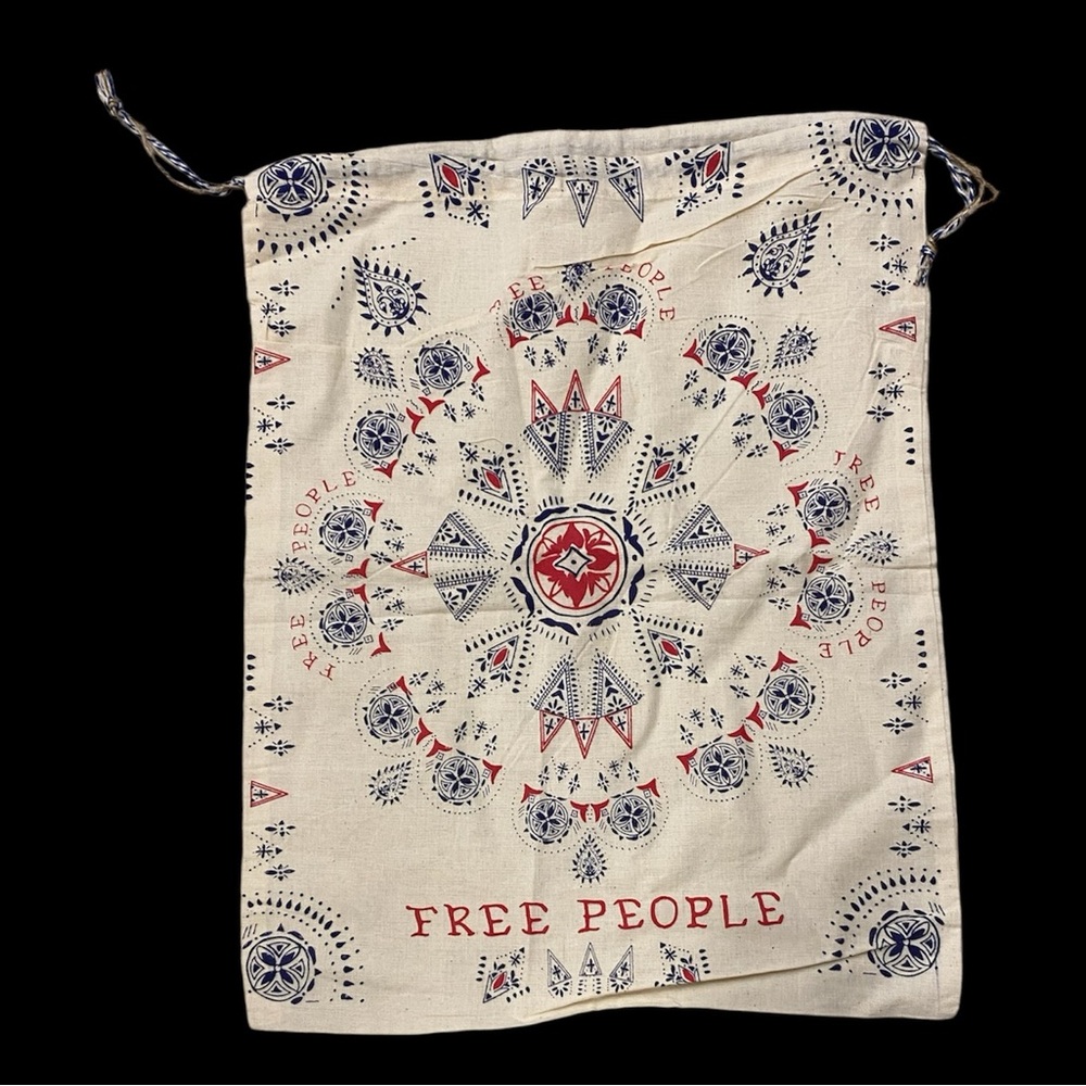 Free People‎ Drawstring Pouch Bag Bandana Print Boho Festival Carry All
